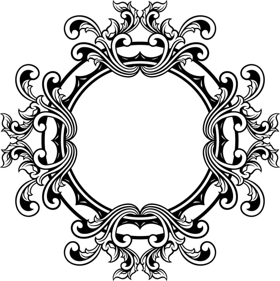Round frame with decorative elements. Vector illustration.