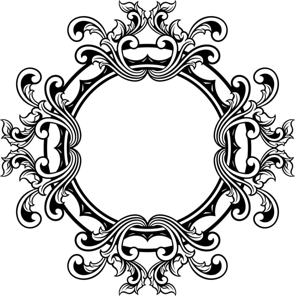 Round frame with decorative elements. Vector illustration.