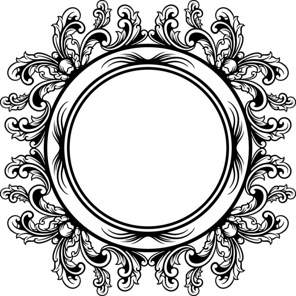 Round frame with decorative elements. Vector illustration.