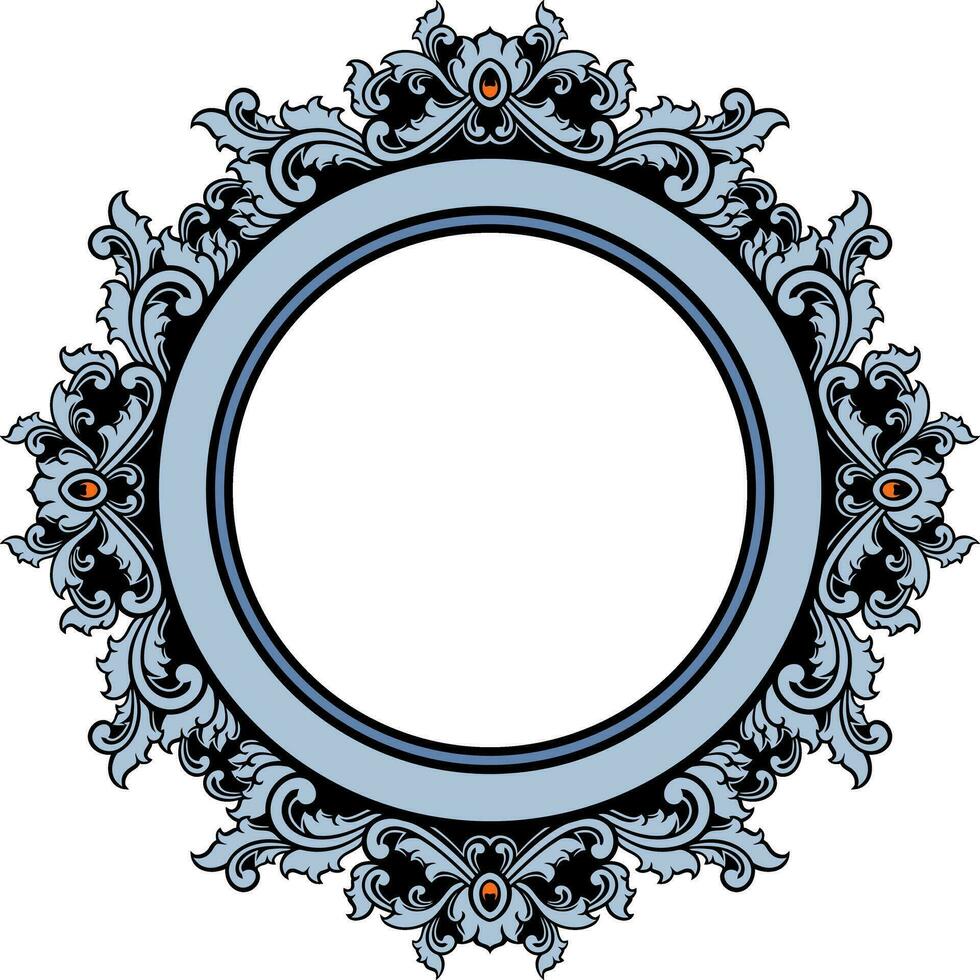 Round frame with decorative elements. Vector illustration.