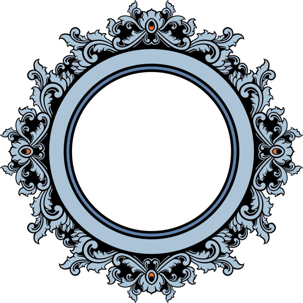 Round frame with decorative elements. Vector illustration.