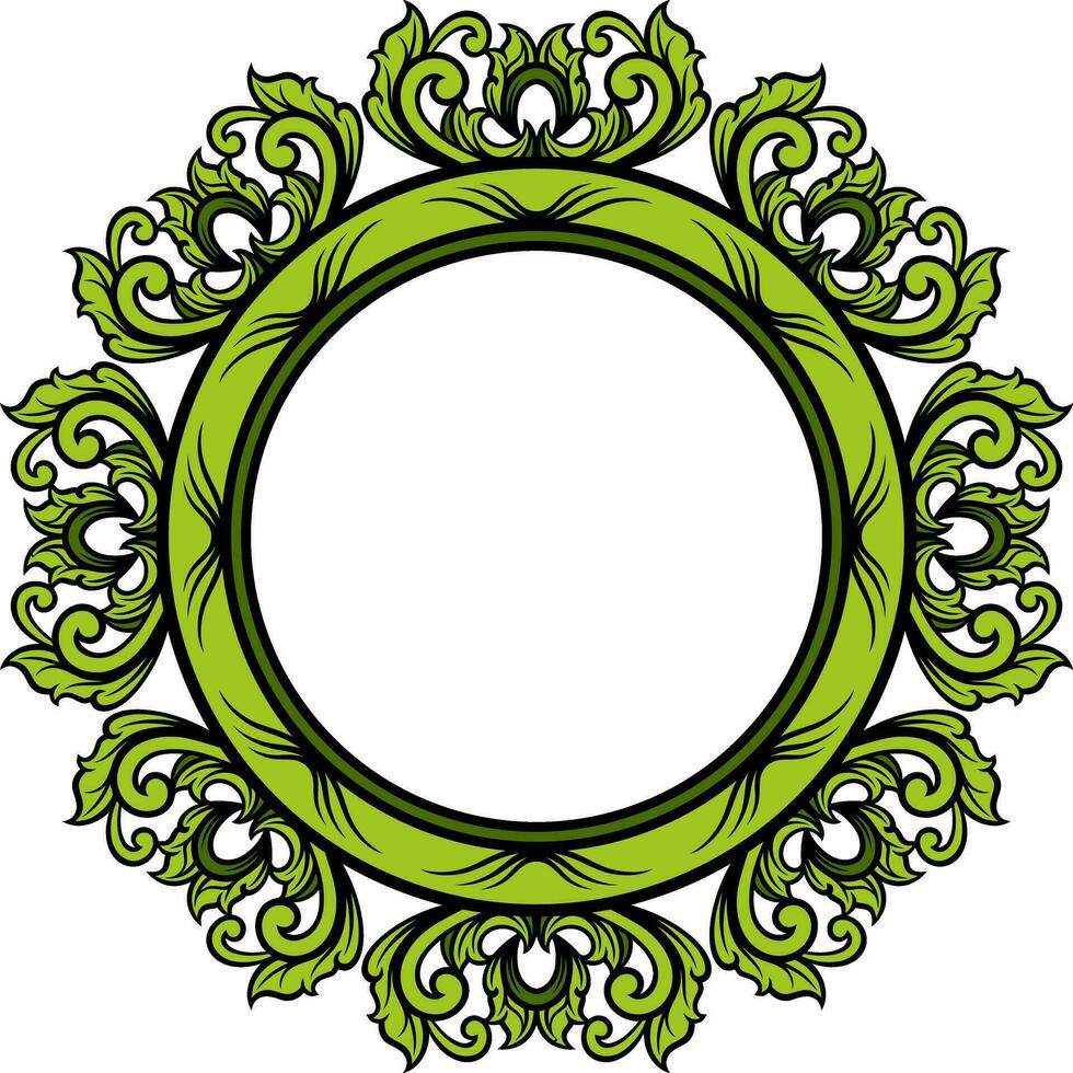 Round frame with decorative elements. Vector illustration.