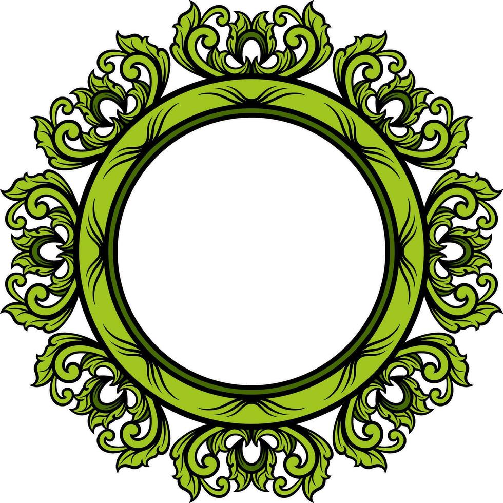 Round frame with decorative elements. Vector illustration.