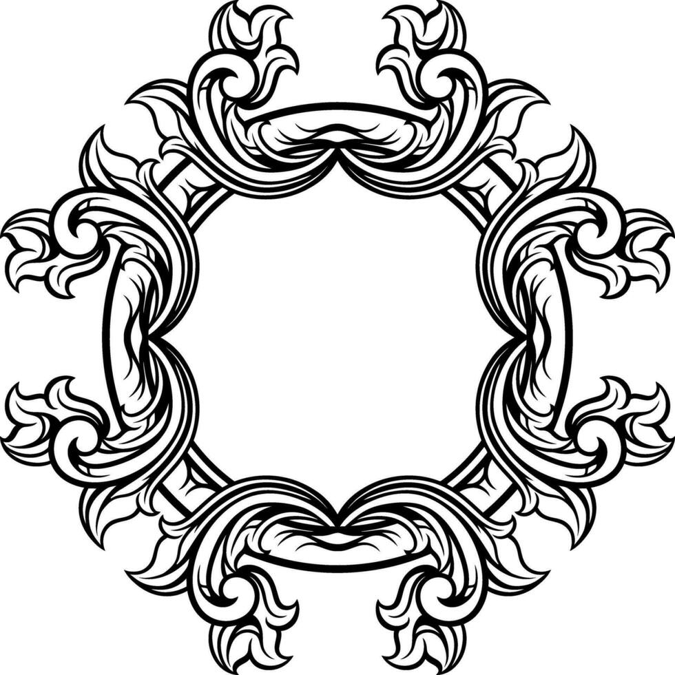 Round frame with decorative elements. Vector illustration.