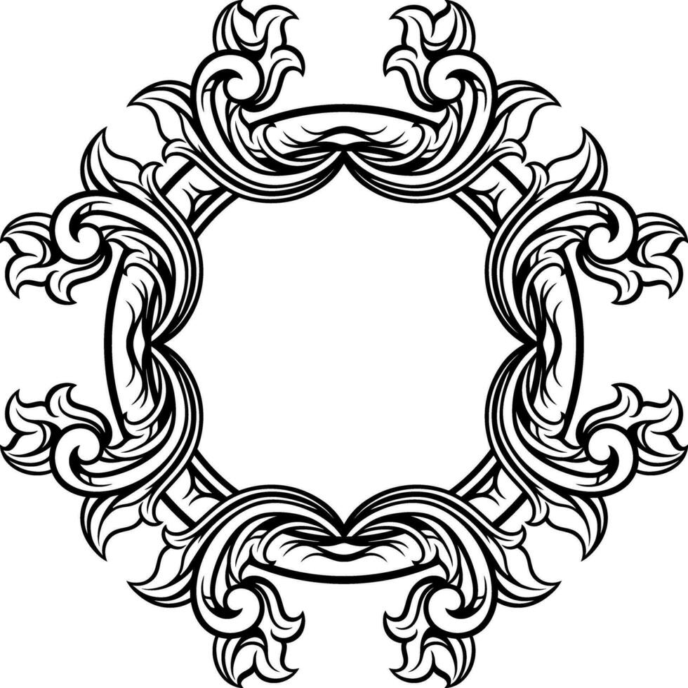 Round frame with decorative elements. Vector illustration.