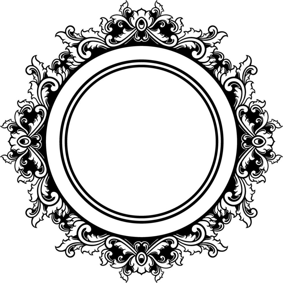 Round frame with decorative elements. Vector illustration.