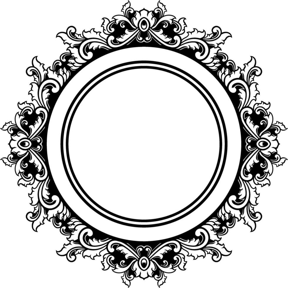 Round frame with decorative elements. Vector illustration.