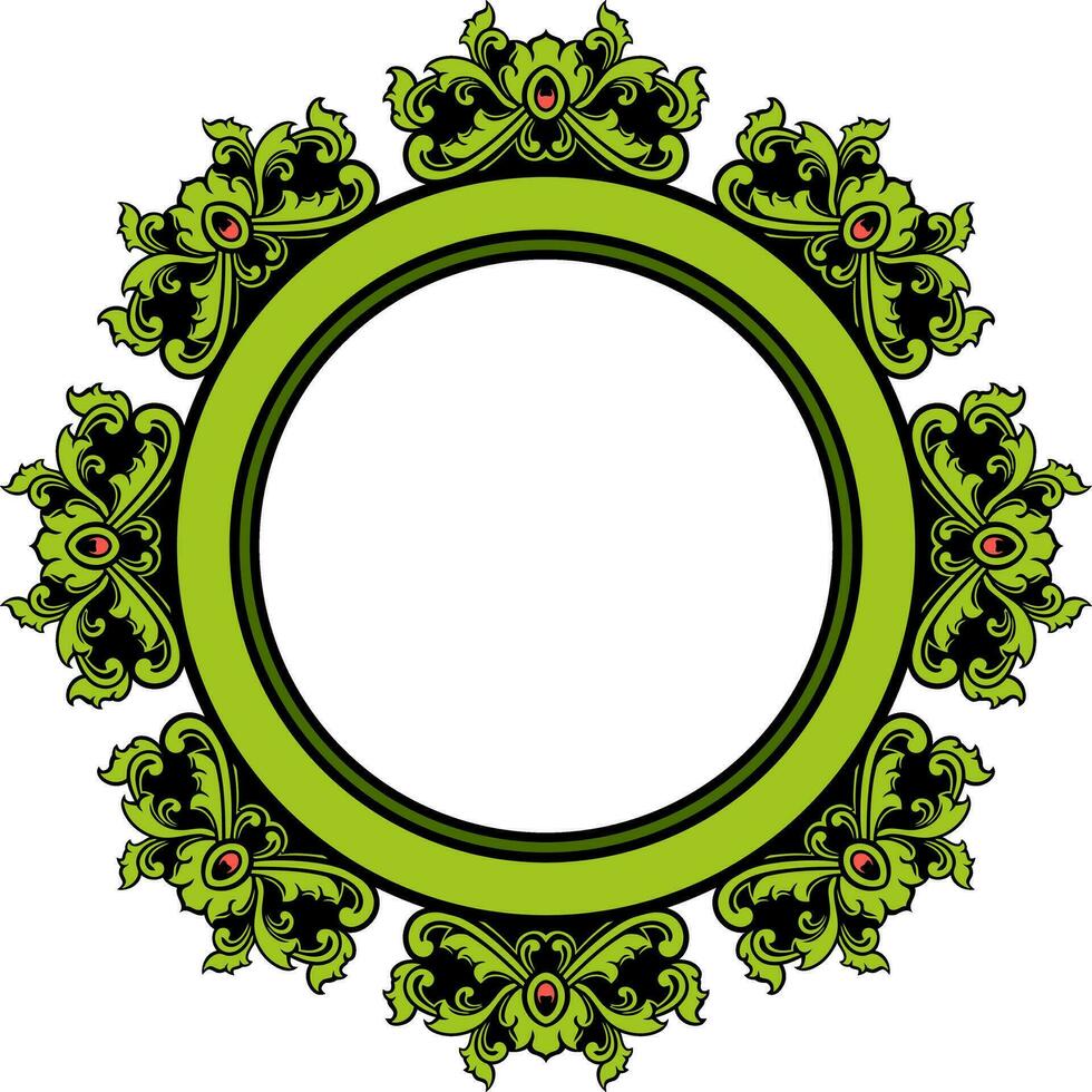 Round frame with decorative elements. Vector illustration.