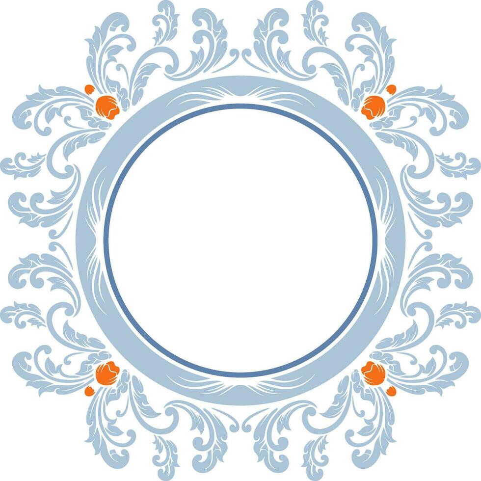 Round frame with decorative elements. Vector illustration.