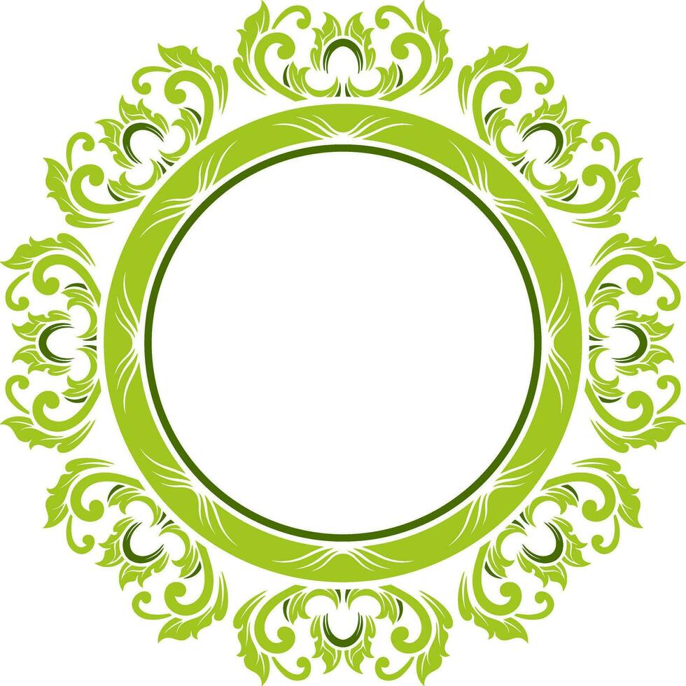 Round frame with decorative elements. Vector illustration.