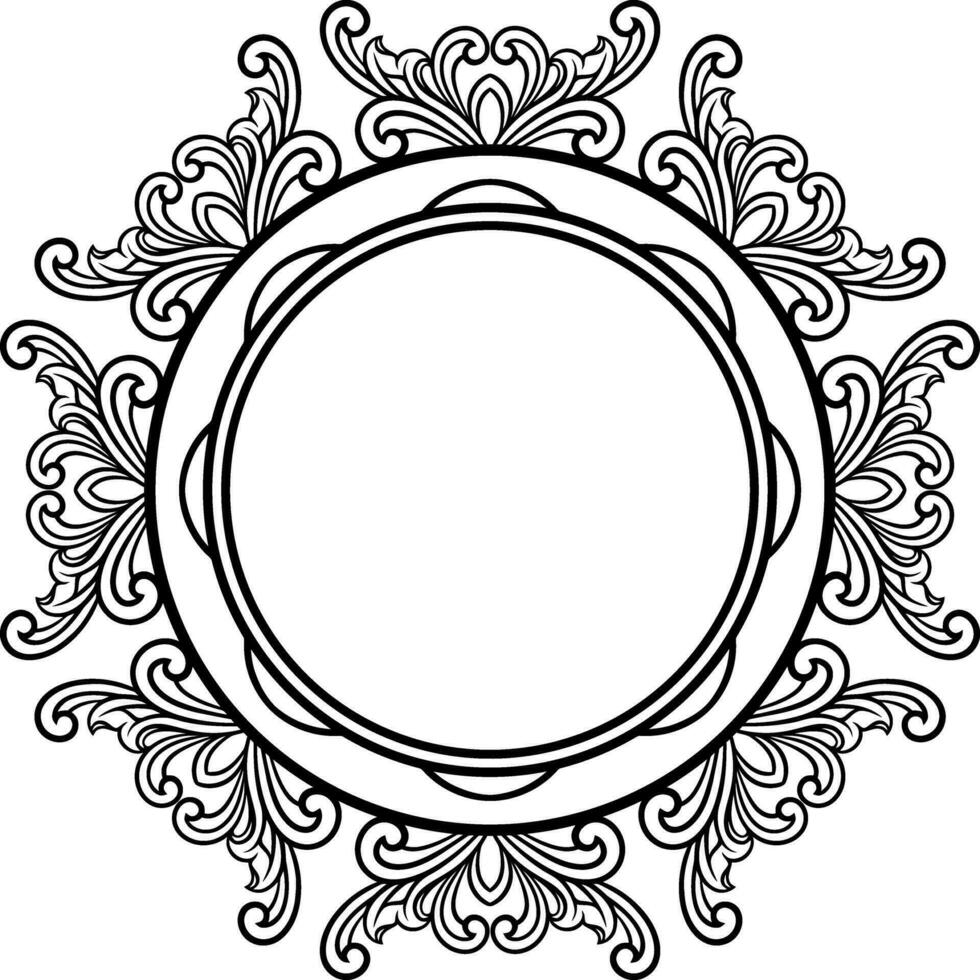 Round frame with decorative elements. Vector illustration.