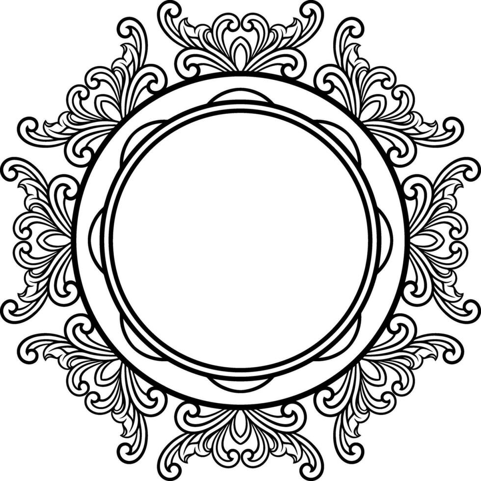 Round frame with decorative elements. Vector illustration.