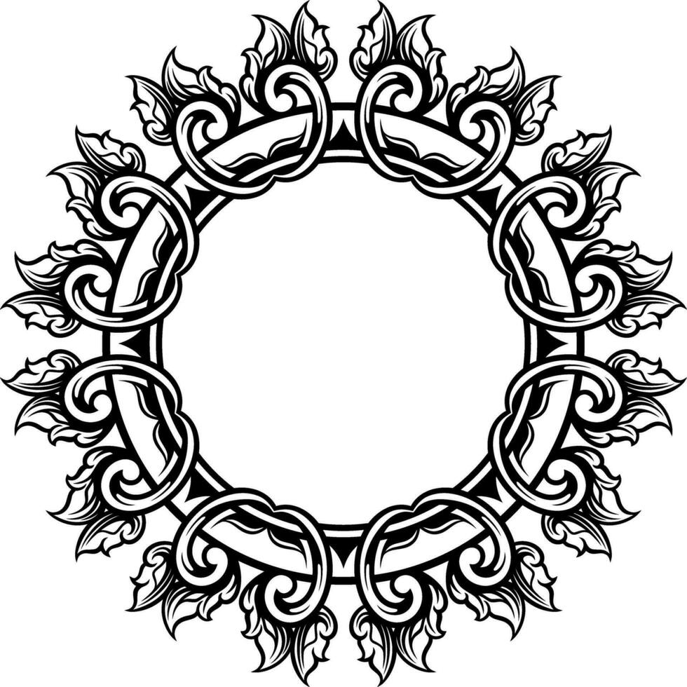 Round frame with decorative elements. Vector illustration.