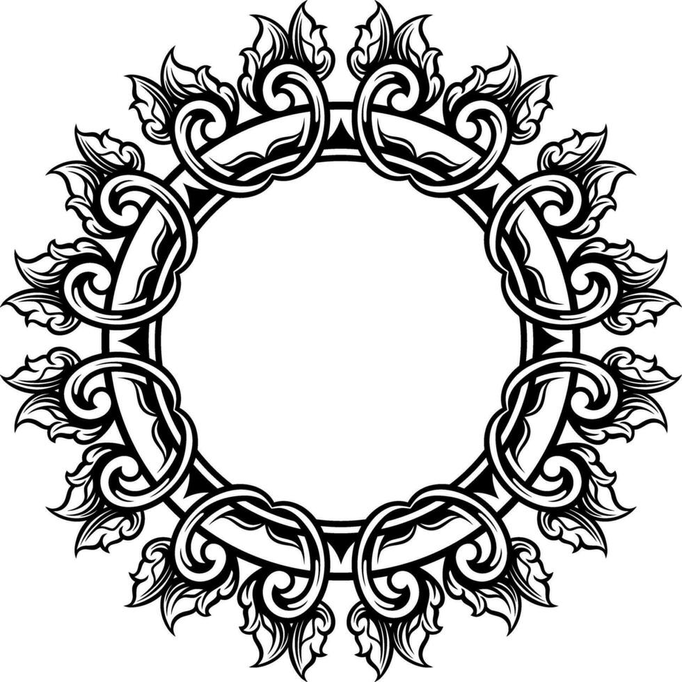 Round frame with decorative elements. Vector illustration.