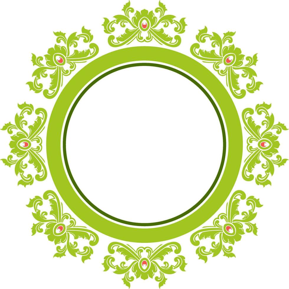 Round frame with decorative elements. Vector illustration.