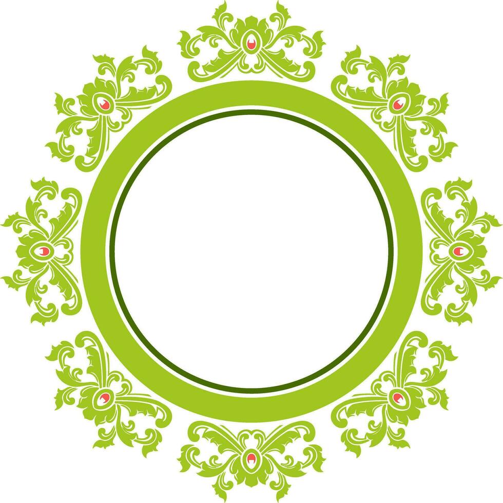 Round frame with decorative elements. Vector illustration.