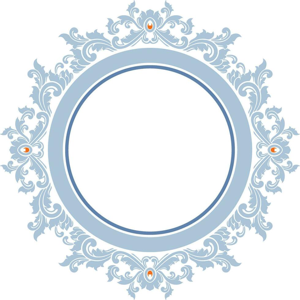 Round frame with decorative elements. Vector illustration.