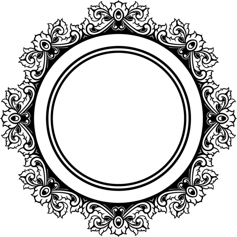 Round frame with decorative elements. Vector illustration.