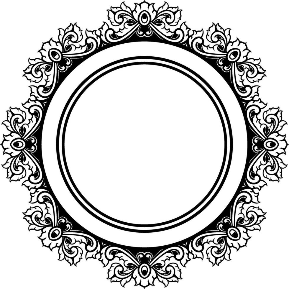 Round frame with decorative elements. Vector illustration.