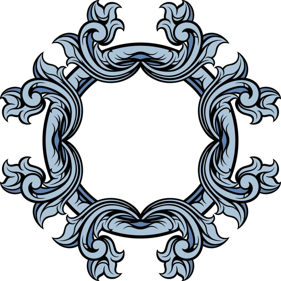 Round frame with decorative elements. Vector illustration.