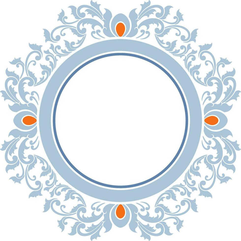 Round frame with decorative elements. Vector illustration.