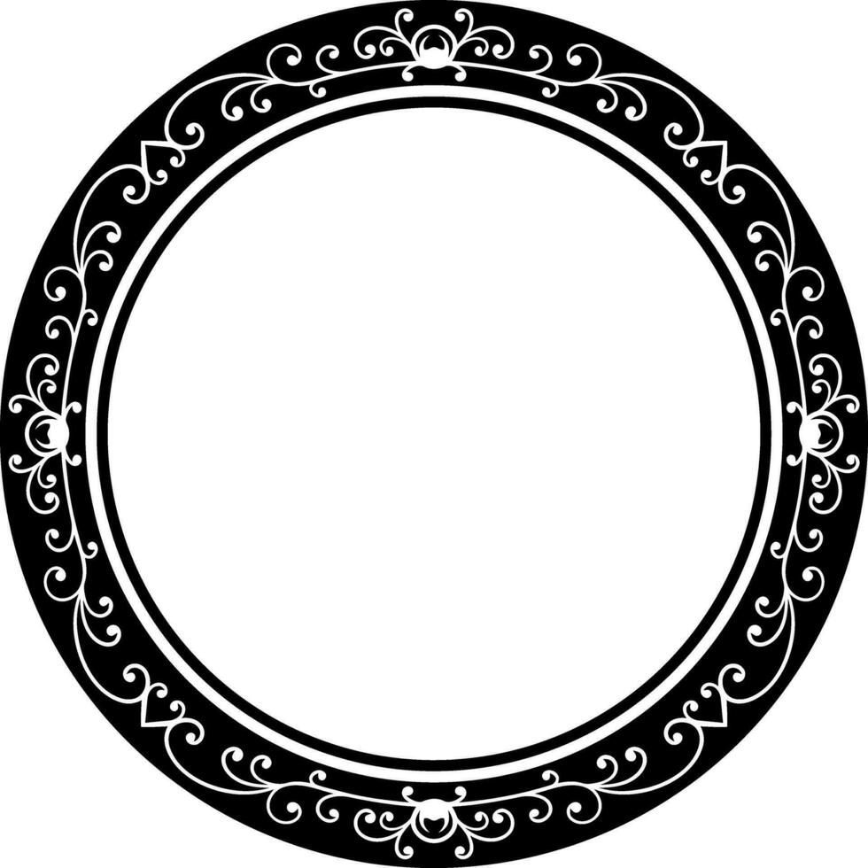 Round frame with decorative elements. Vector illustration.