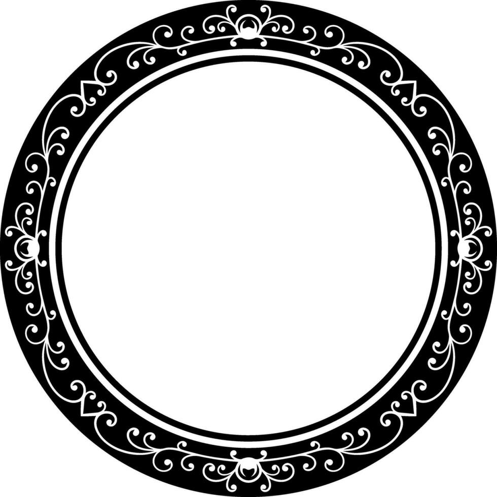 Round frame with decorative elements. Vector illustration.