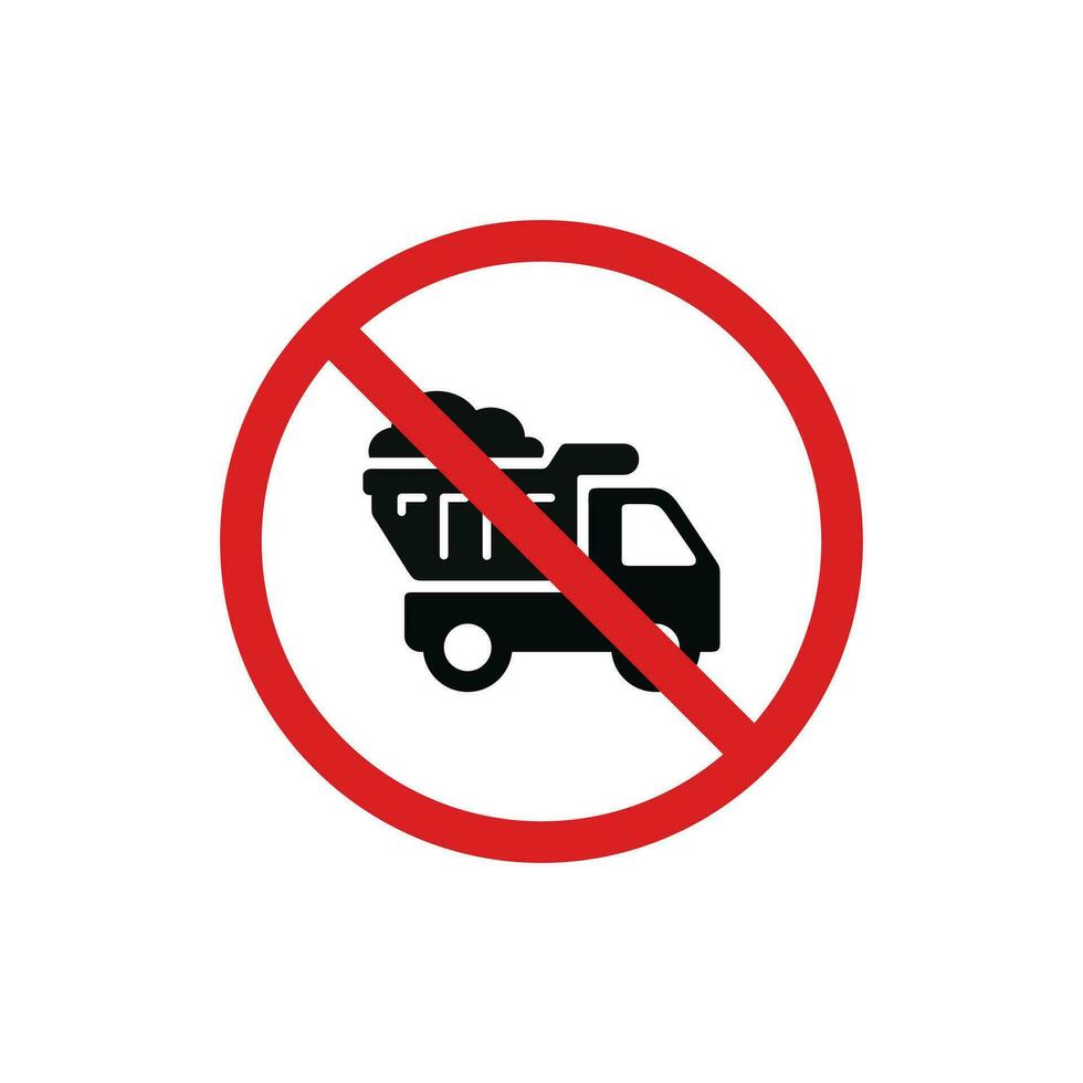 No dumping allowed icon sign symbol isolated on white background. No dump truck icon vector