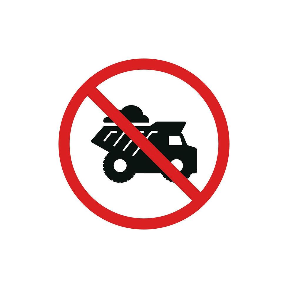 No dumping allowed icon sign symbol isolated on white background. No dump truck icon vector