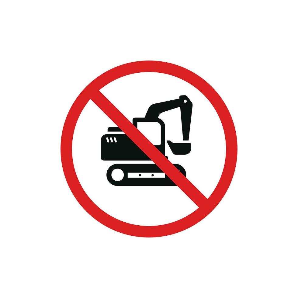No excavator icon sign symbol isolated on white background vector