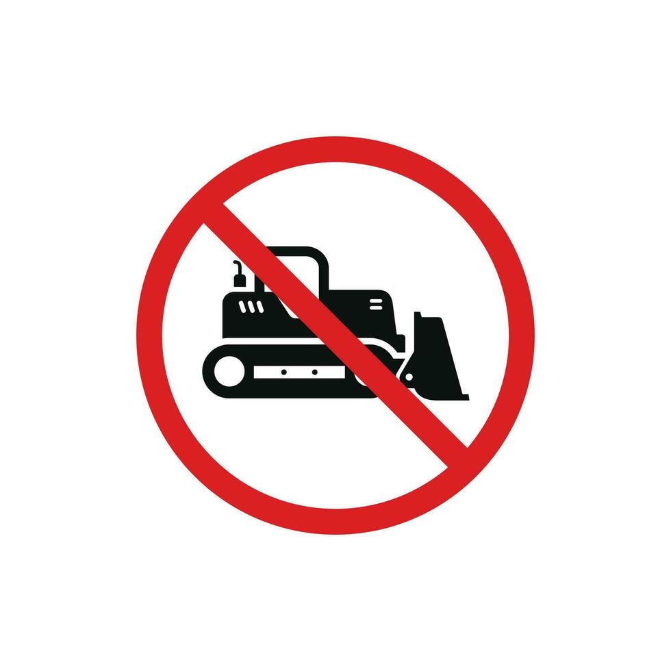 No bulldozer icon sign symbol isolated on white background vector