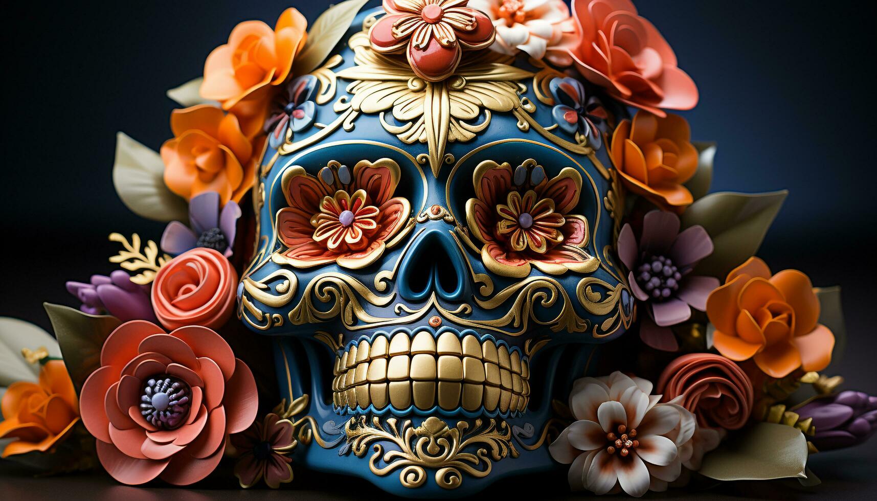 Day of the Dead celebration colorful floral decorations symbolize