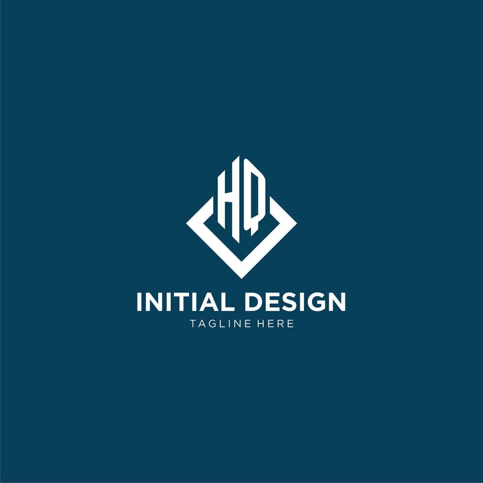 Initial HQ logo square rhombus with lines, modern and elegant logo design vector