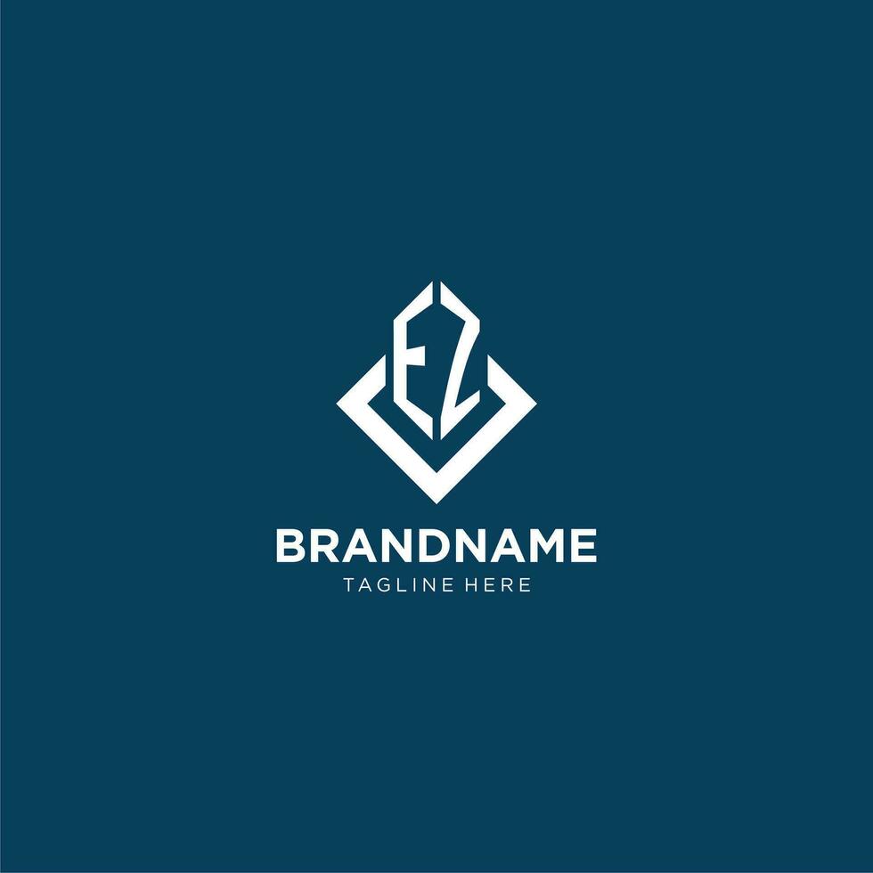 Initial EZ logo square rhombus with lines, modern and elegant logo design vector
