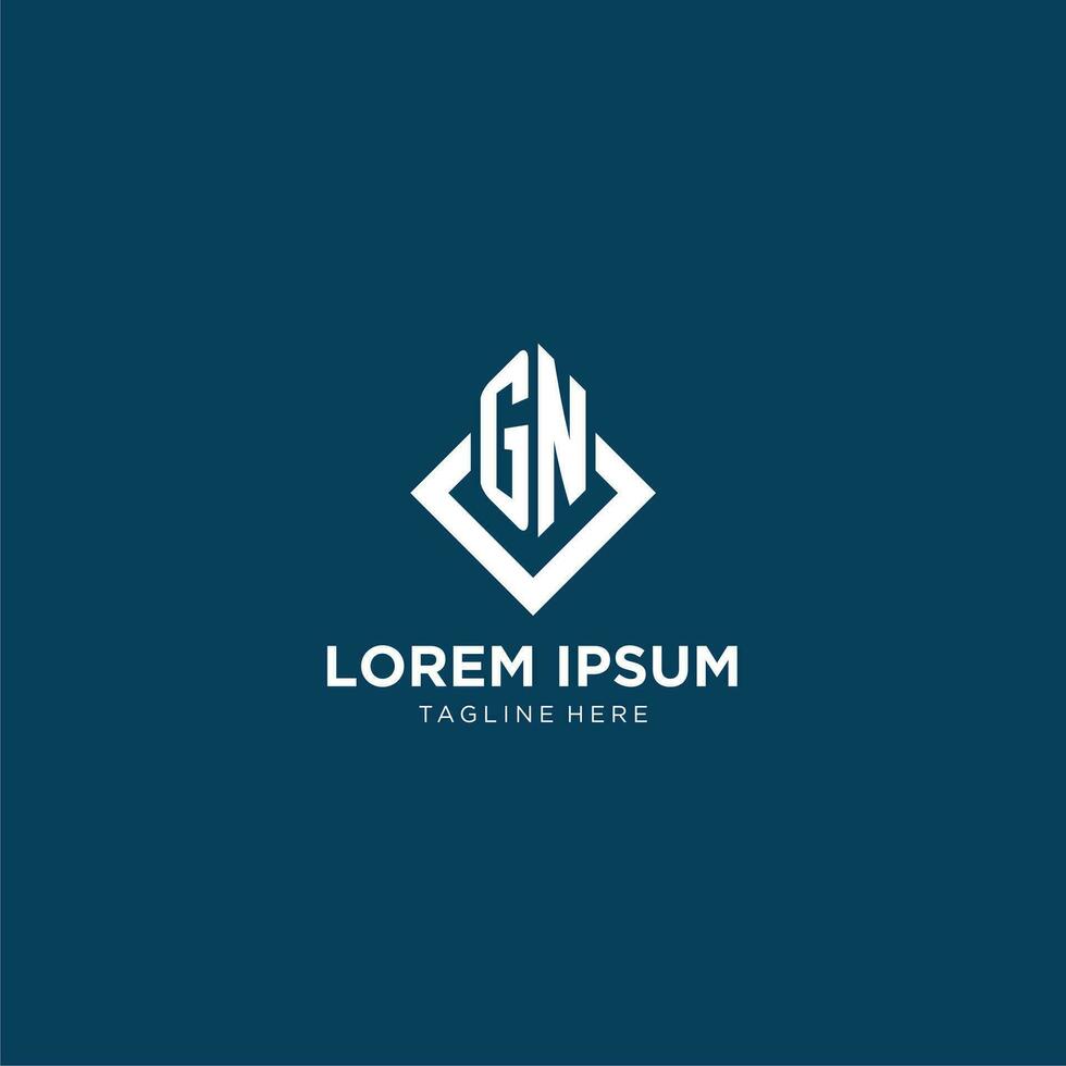Initial GN logo square rhombus with lines, modern and elegant logo design vector
