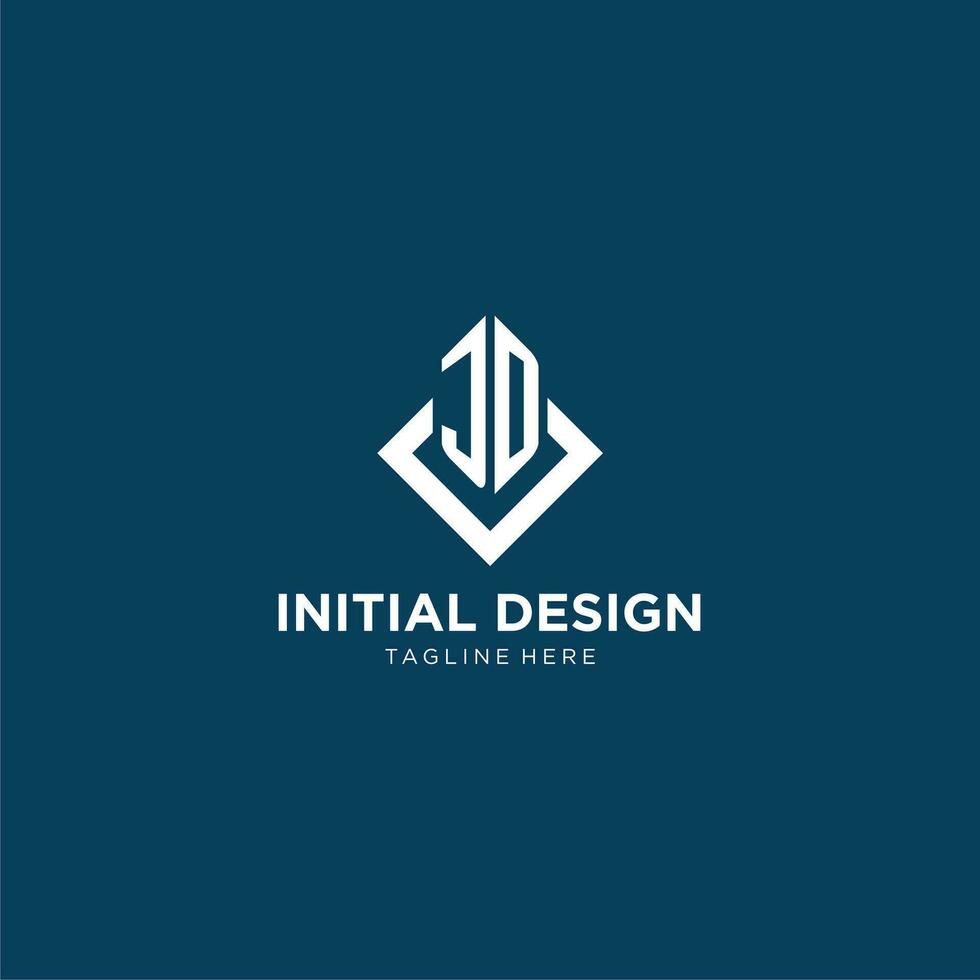 Initial JD logo square rhombus with lines, modern and elegant logo design vector