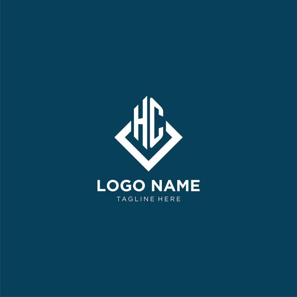 Initial HC logo square rhombus with lines, modern and elegant logo design vector
