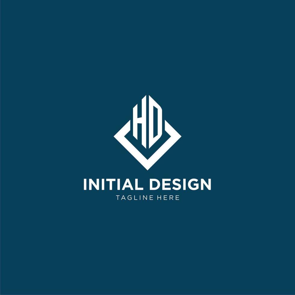 Initial HD logo square rhombus with lines, modern and elegant logo design vector