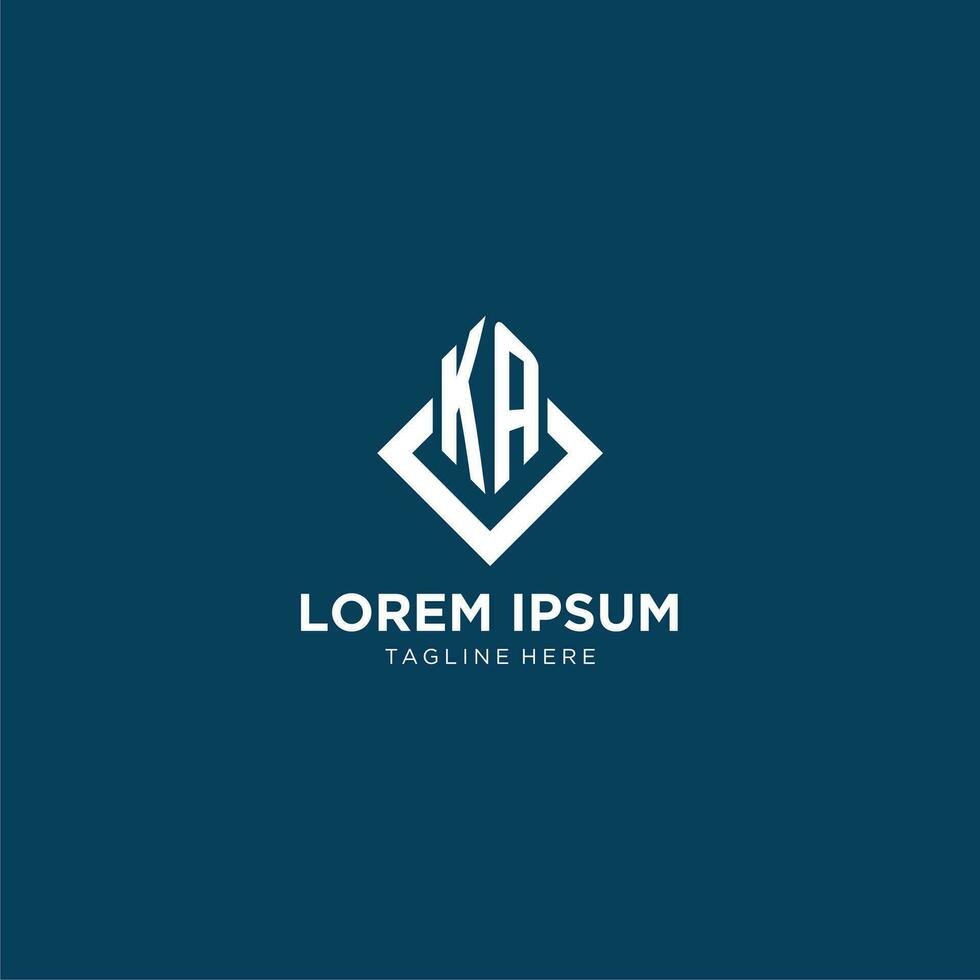 Initial KA logo square rhombus with lines, modern and elegant logo design vector