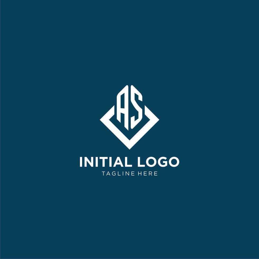 inicial como logo cuadrado rombo con líneas, moderno y elegante logo diseño vector