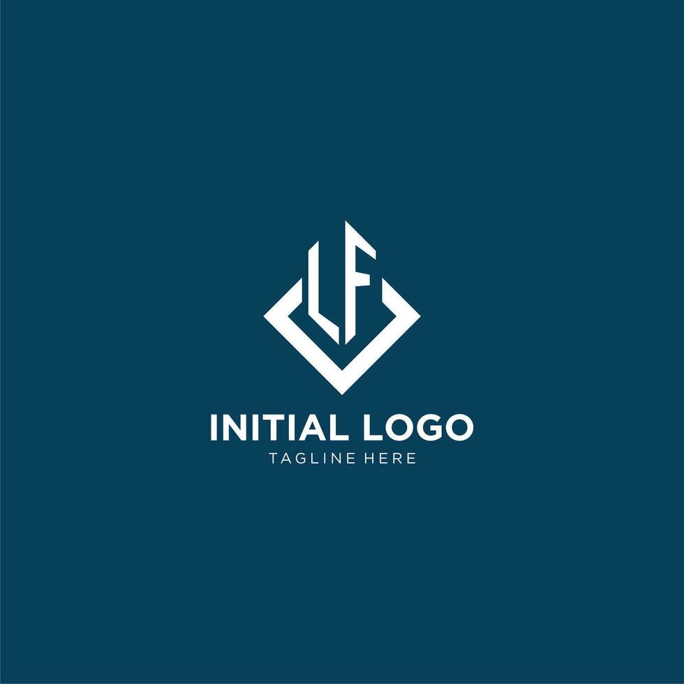 Initial LF logo square rhombus with lines, modern and elegant logo design vector