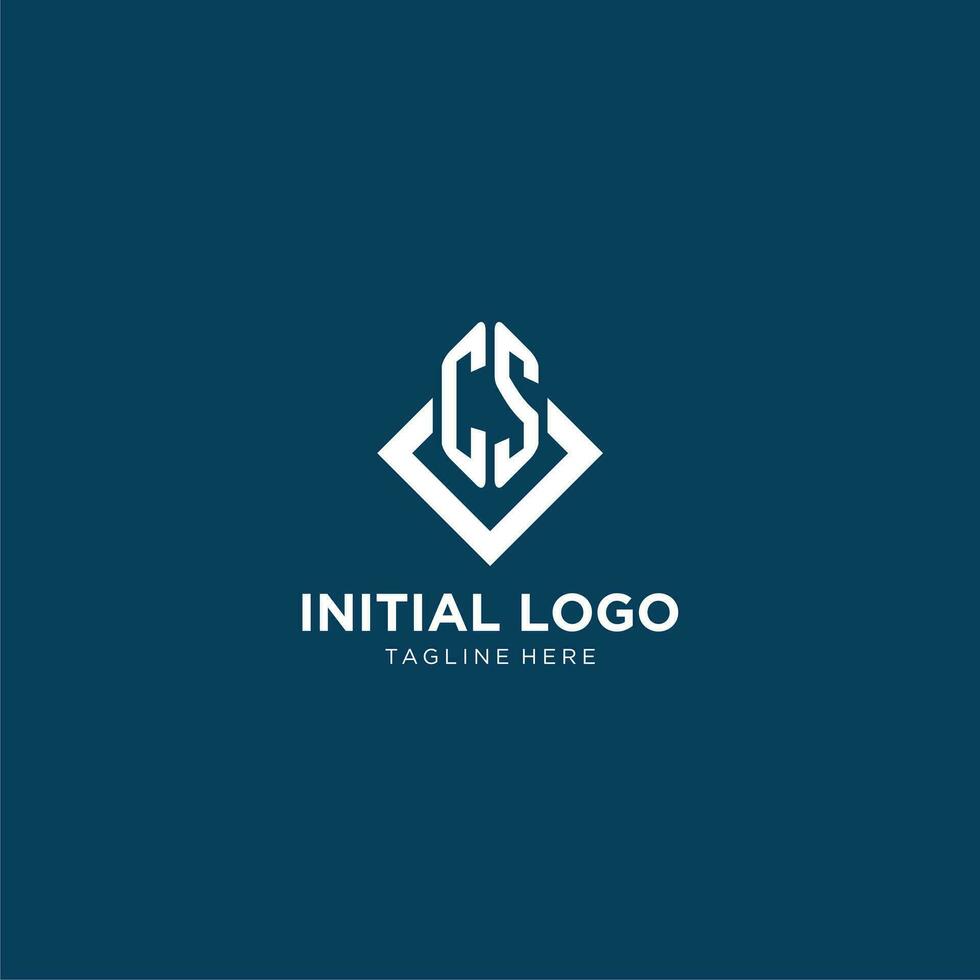Initial CS logo square rhombus with lines, modern and elegant logo design vector