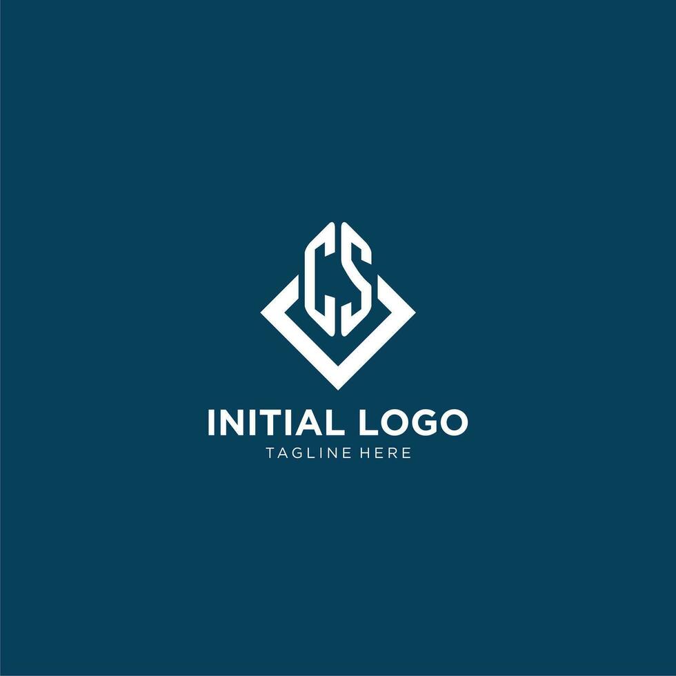 Initial CS logo square rhombus with lines, modern and elegant logo design vector