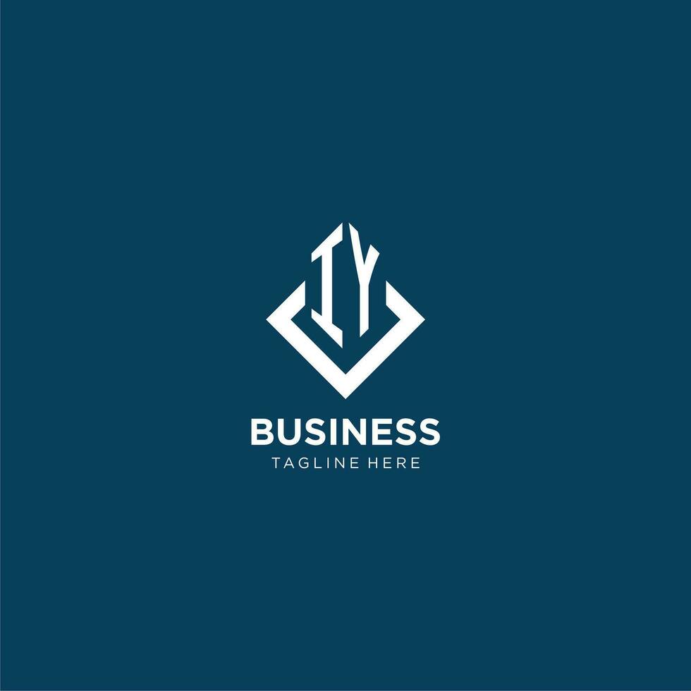 Initial IY logo square rhombus with lines, modern and elegant logo design vector