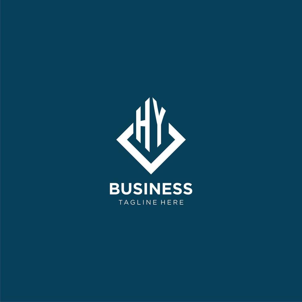 Initial HY logo square rhombus with lines, modern and elegant logo design vector