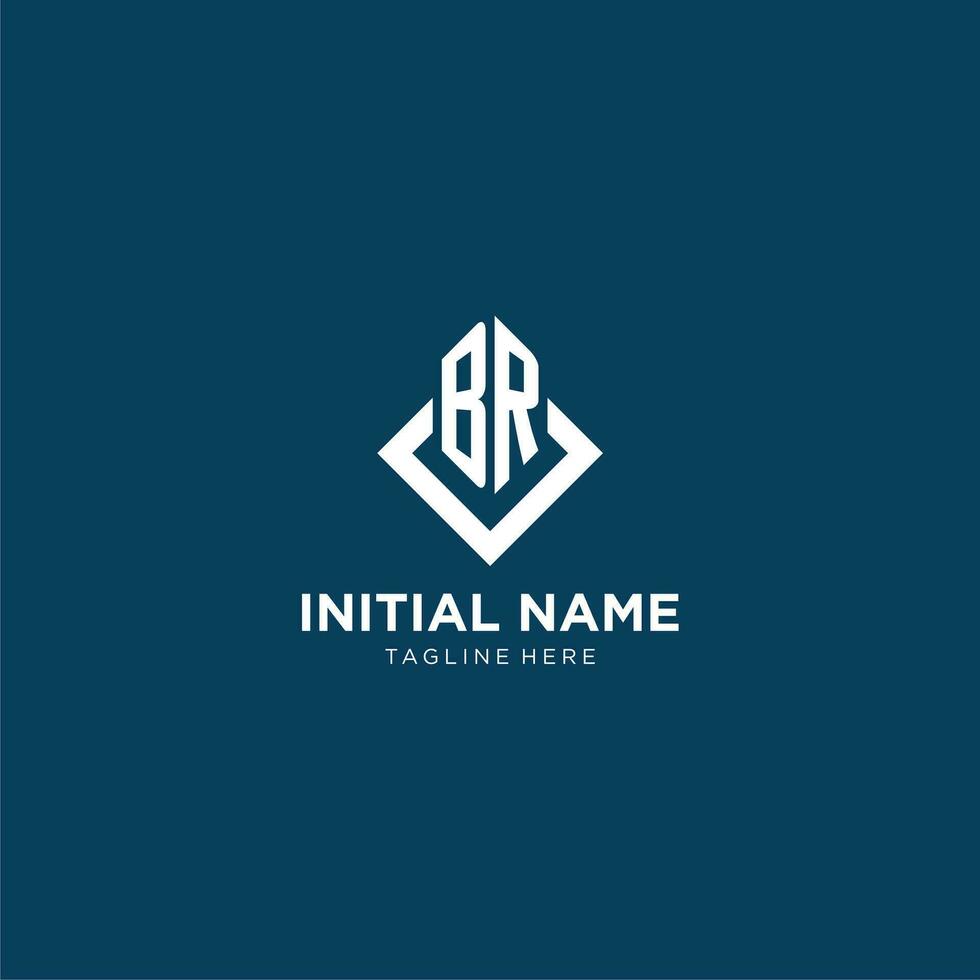 Initial BR logo square rhombus with lines, modern and elegant logo design vector