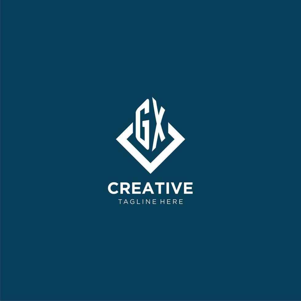 Initial GX logo square rhombus with lines, modern and elegant logo design vector