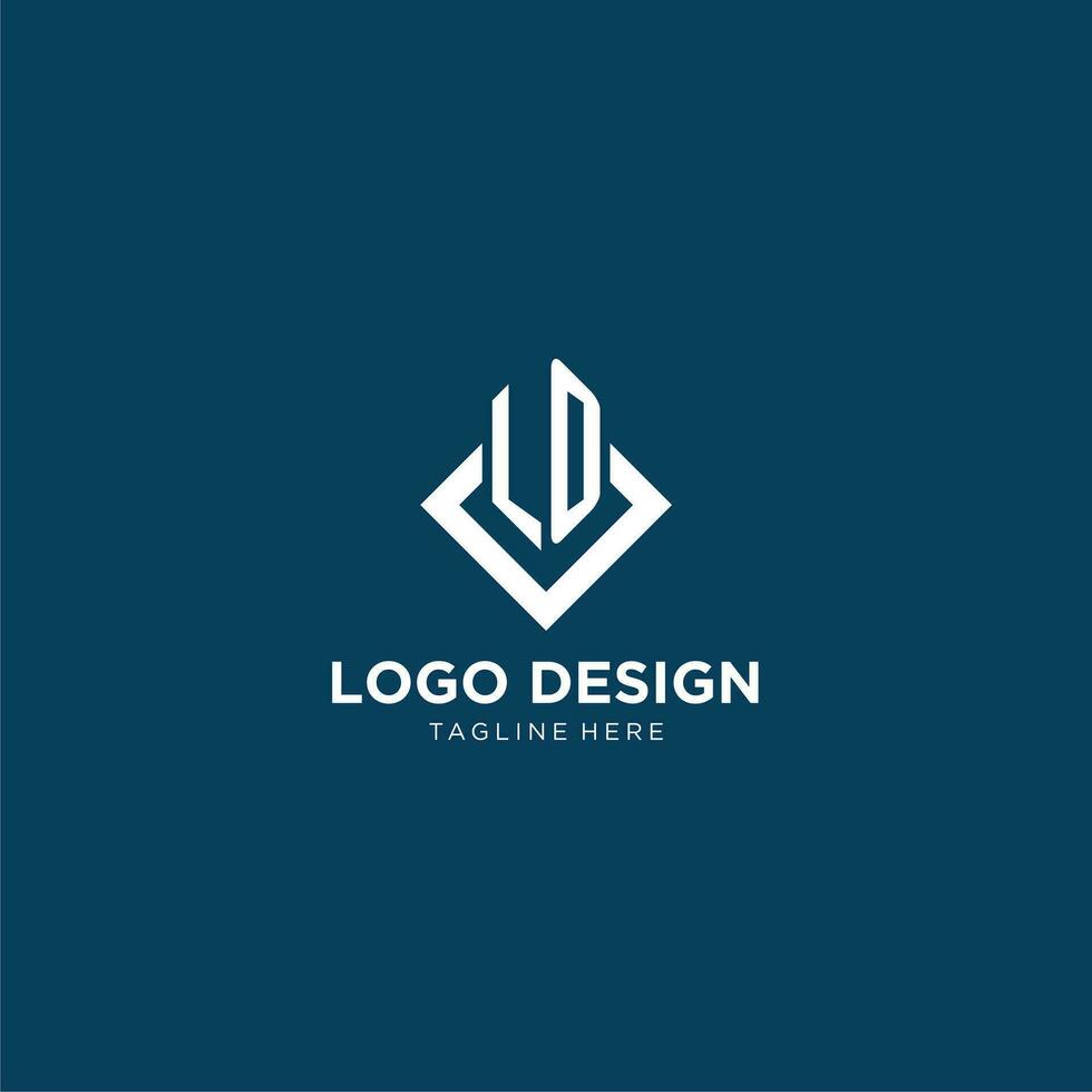 inicial lo logo cuadrado rombo con líneas, moderno y elegante logo diseño vector