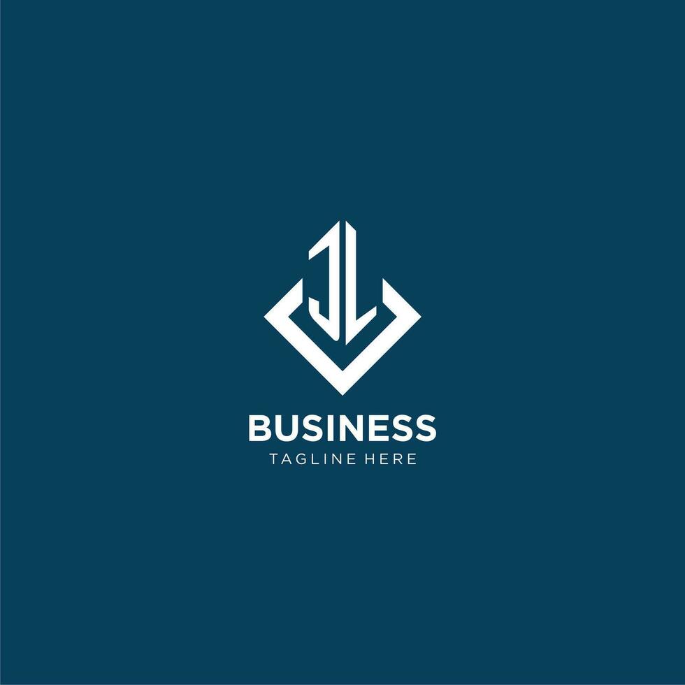 Initial JL logo square rhombus with lines, modern and elegant logo design vector
