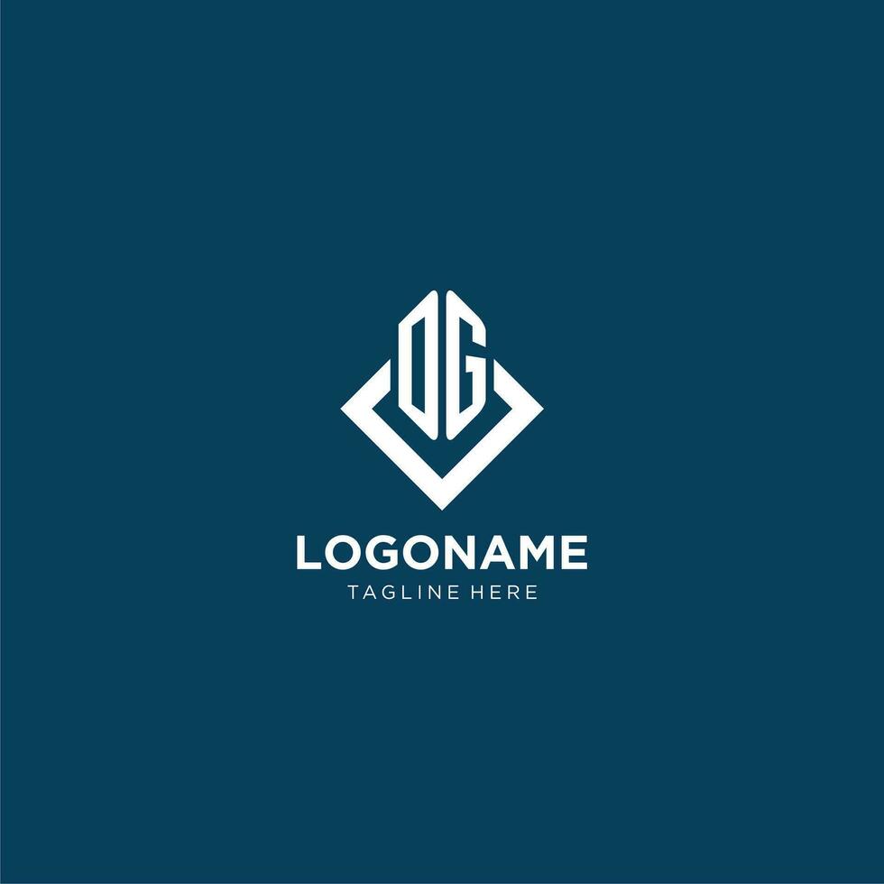 Initial DG logo square rhombus with lines, modern and elegant logo design vector